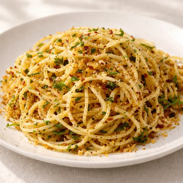 Pasta c’Anciova e Muddica, traditional dish from Palermo