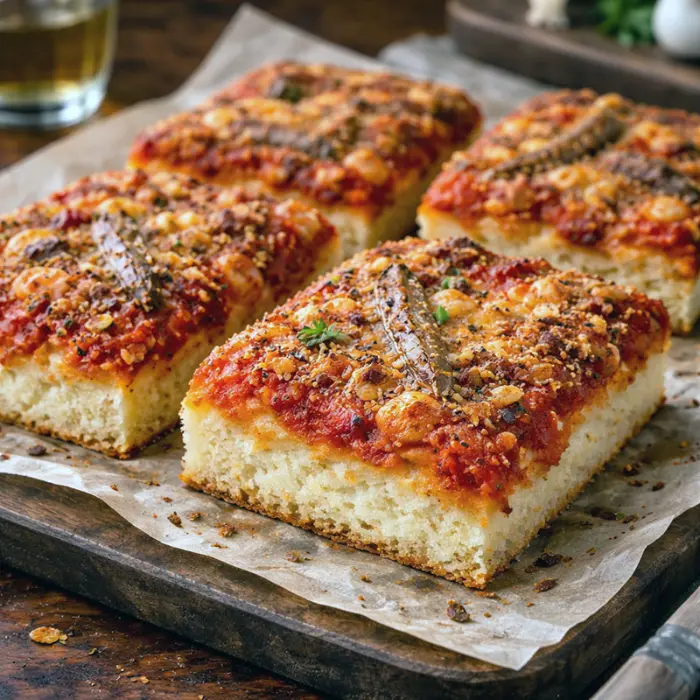 Sfincione, traditional dish from Palermo
